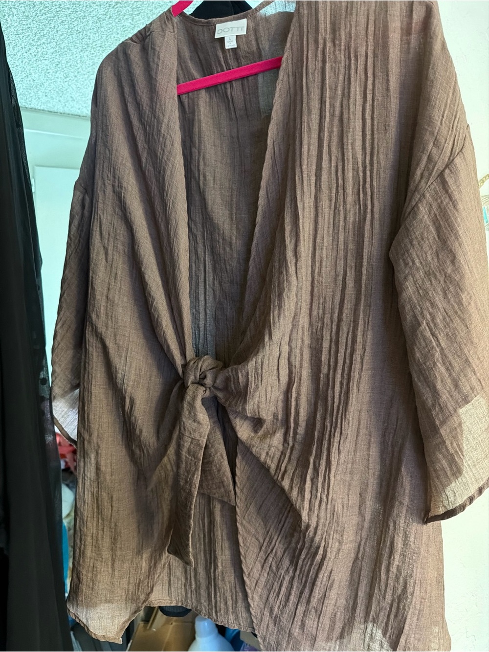Dotti Brown Tie-Front Lightweight Jacket large